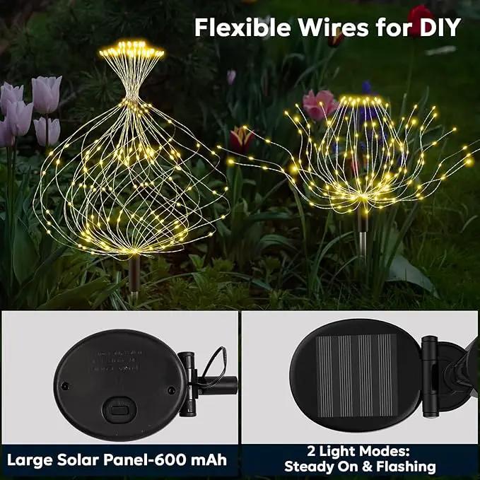 Solar Garden Lights Outdoor Waterproof 200 LED Fireworks Lights Solar Powered Sparkles Landscape Fairy Light Outside Decorations Light for Yard Patio Pathway Lawn Party Walkway Decor, 6 Pack by GreenHaven Gardens