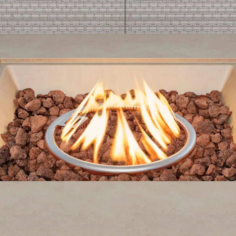 COSIEST Outdoor Propane Fire Pit Coffee Table w Square Faux Stone 35-inch Base, 50,000 BTU Stainless Steel Burner, Free Lava Rocks and Rain Cover(Gray) by GreenHaven Gardens