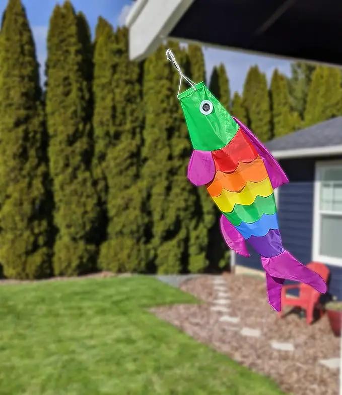 Madrona Brands Rainbow Fish Windsock | Durable Outdoor Hanging Decoration | Yard, Garden, Boat, Home and More | 40-Inch by GreenHaven Gardens