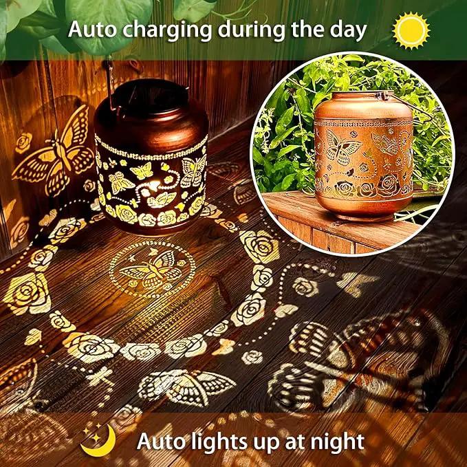 Butterfly Solar Lanterns Outdoor Waterproof Hanging Solar Lights Butterfly Gifts for Women Men Metal Decorative LED Butterflies Lanterns for Yard, Patio, Lawn, Tabletop, Landscape Pathway Garden Decor by GreenHaven Gardens