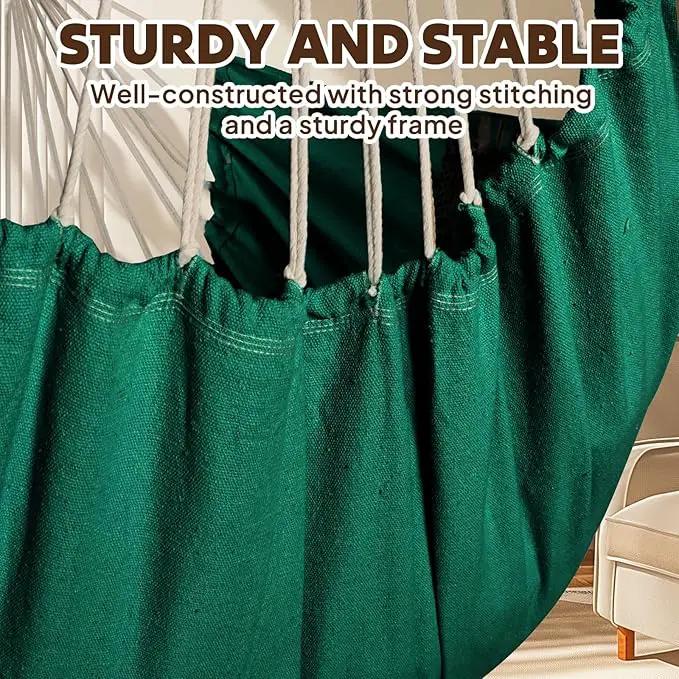 Chihee Hammock Chair Hanging Swing 2 Pillows Included,Strong Webbing Straps and Hooks for Easy Hanging Soft Cotton Hanging Chair Side Pocket Tassel Chair Comfort Indoor Outdoor by GreenHaven Gardens