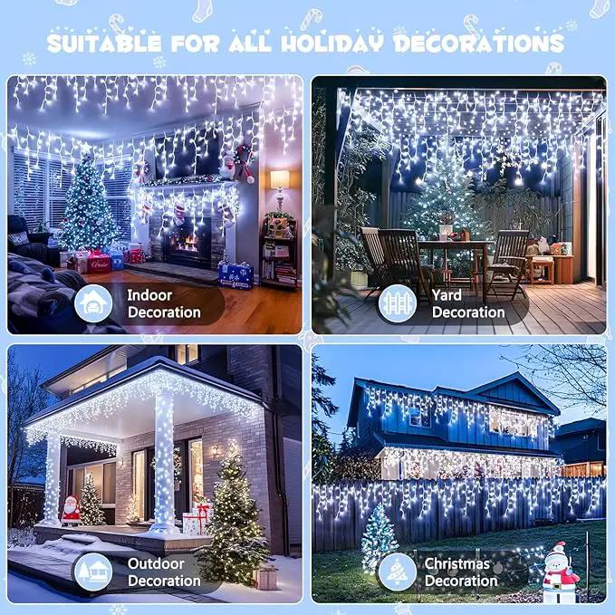 JMEXSUSS Christmas Icicle Lights for Outside: 800 LED White Icicle Lights Outdoor Waterproof - White Christmas String Lights for House Wedding Party Christmas Decoration by GreenHaven Gardens