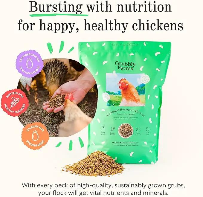 Grubblies - Black Soldier Fly Larvae for Chickens - Chicken Treats Grown in The US and Canada - for Strong Eggshells and Healthy Feathers - Grubblies Hometown Harvest 5LB by GreenHaven Gardens