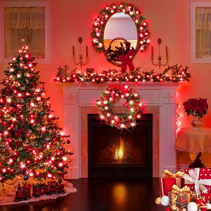 KNONEW 403FT 1000 LED Christmas String Lights Outdoor Green Wire Fairy Light 8 Modes & Timer Plug in Waterproof LED String Lights for Xmas Yard Tree Wedding Party Holiday Decorations(Red) by GreenHaven Gardens