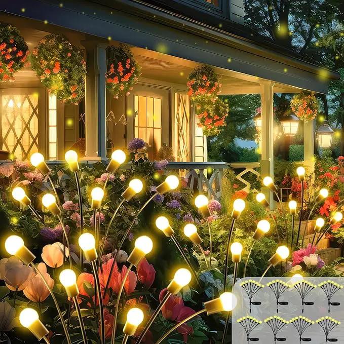 2025 Solar Lights Outdoor Waterproof , 8 Pack Solar Garden Lights, Solar Firefly Lights Outdoor Waterproof, Solar Twinkle Swaying Fairy Light for Yard Patio Pathway Garden Decoration (Warm White) by GreenHaven Gardens