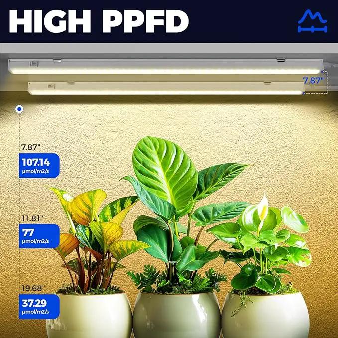 Barrina T5 Grow Lights, Full Spectrum, 2ft 80W (8 x 10W, 500W Equivalent), LED Grow Light Strip for Greenhouse, Plant Grow Shelf, Plug and Play Easy Installation, Yellow, 8-Pack by GreenHaven Gardens