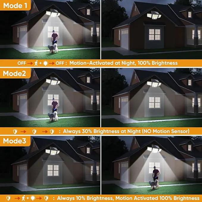 Solar Motion Sensor Outdoor Lights Waterproof - 3000LM 3 Modes Solar Security Lights Outdoor 270° Illumination IP65 LED Flood Wall Light for Garden Yard Patio Pathway (1Pack) by GreenHaven Gardens