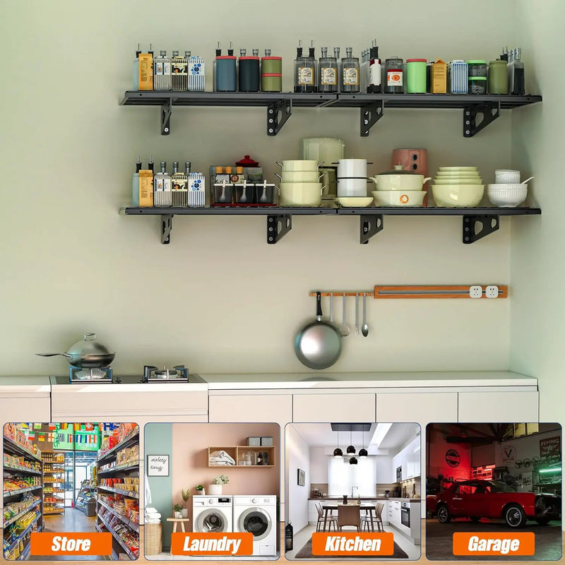 4-Pack 1.5x3FT Garage Shelving 17.7-inch-by-35.8-inch Wall Shelf Garage Storage Rack Wall Mounted Floating Shelves,Black by GreenHaven Gardens