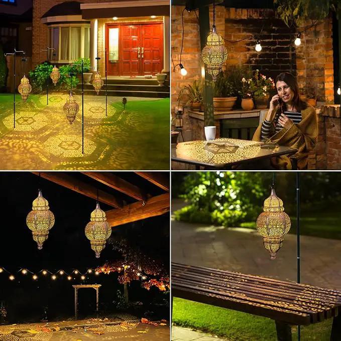 Hanging Solar Lights, Outdoor Decor Solar Lantern, Waterproof Metal Moroccan Lantern for Outside Patio Pathway Yard Front Porch Backyard Garden Decorative by GreenHaven Gardens