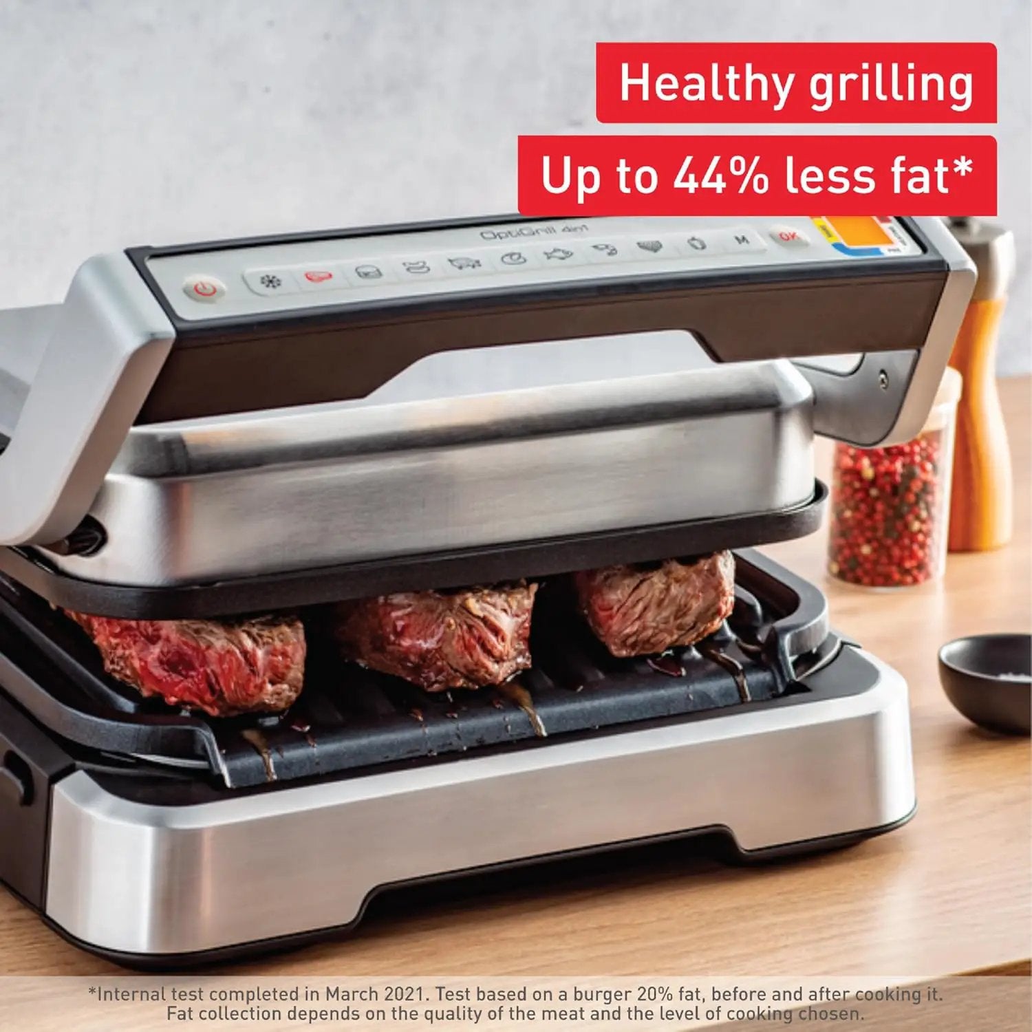 T-fal, Electric Grill, OptiGrill 4in1, Stainless Steel, 9 Automatic Cooking Modes, Intelligent Grilling Rare to Well-Done, 1800 Watts, Nonstick Removable Plates, Dishwasher Safe, Indoor, Silver by GreenHaven Gardens