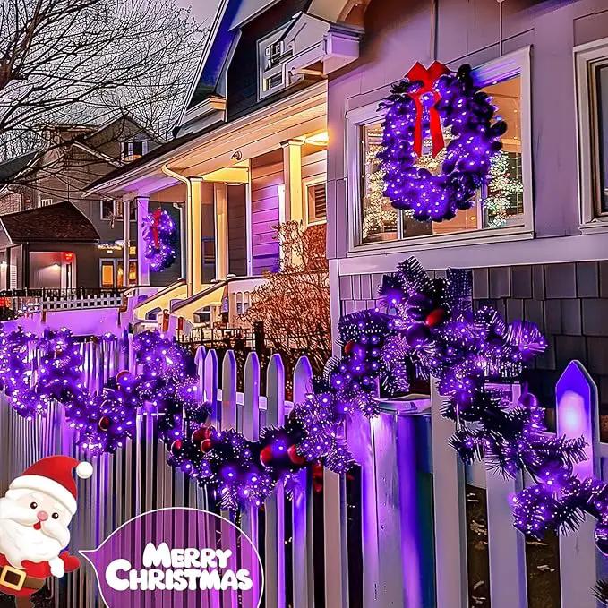 JMEXSUSS 2 Pack Purple Solar Christmas Lights, 33ft 100 LED Purple Solar Lights Outdoor, Waterproof 8 Modes Purple Fairy Lights for Outside Tree Garden Patio Christmas Halloween Decorations by GreenHaven Gardens