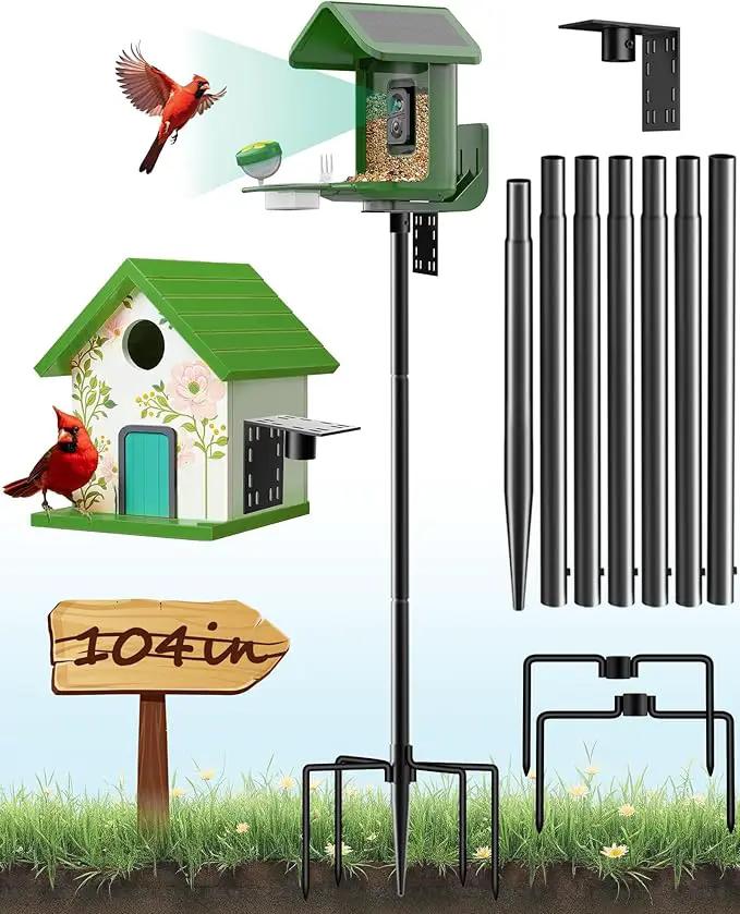Bird Feeder Pole – 104 Inch Height Bird House Pole with 1-Inch Dia Heavy Duty for Birdfeeders, Feeding Stand with Mount Kit for Outdoor, Slip-Fit Connection by GreenHaven Gardens