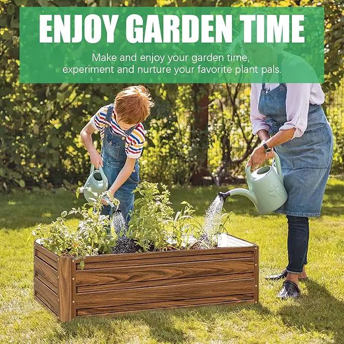 SnugNiture Galvanized Raised Garden Bed 4x4x1FT Outdoor Large Metal Planter Box Steel Kit for Planting Vegetables, Flowers by GreenHaven Gardens