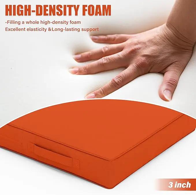 Patio Chair Cushions 17 X 16 X 3 Inch Waterproof Outdoor Seat Cushions for Patio Furniture, Outdoor Sofa Couch Pads with Ties & Handle, Set of 2, Orange by GreenHaven Gardens