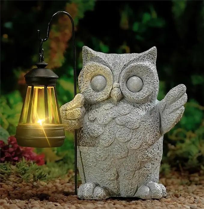 Solar Garden Statue Owl Figurine，Outdoor Garden Decor with Solar LED Lights for Patio,Balcony,Yard, Lawn-Unique Holiday Gifts for Women, Mom by GreenHaven Gardens