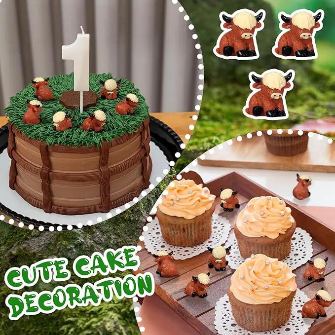 Suzile Mini Highland Cow Figurine Cute Highland Cow Statues Decor Handmade Resin Sculpture Ornament for Decorations Home Bathroom Kitchen Garden Office Desk (Classic Style) by GreenHaven Gardens