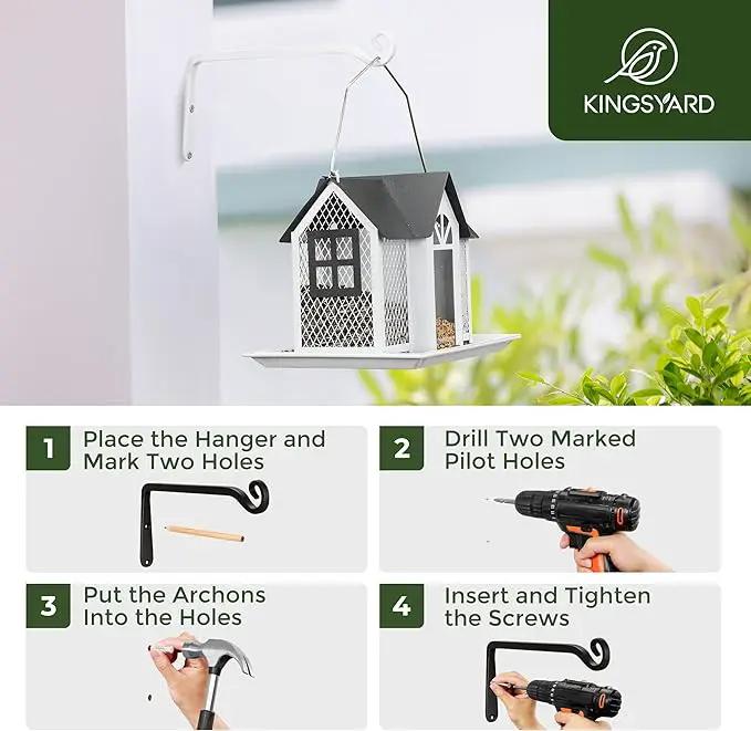 Kingsyard 2-Pack Wall Plant Hanger Outdoor - Heavy Duty Metal Hanging Bracket Hooks for Hanging Plant Bird Feeders Lanterns Wind Chimes Outdoor & Indoor, 15-Inch/White by GreenHaven Gardens
