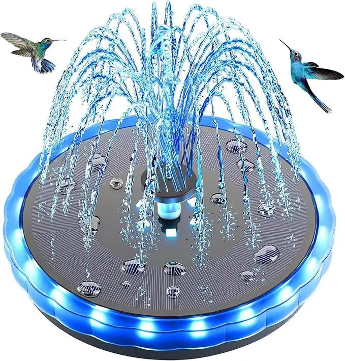 SZMP Solar Fountain, 4W Solar Powered Bird Bath Fountains with 4000 Battery, Color LED Lights, Outdoor Water Feature Fountain Pump with 7 Nozzle and 4 Fixers for Garden, Patio, Pond, and Pool by GreenHaven Gardens