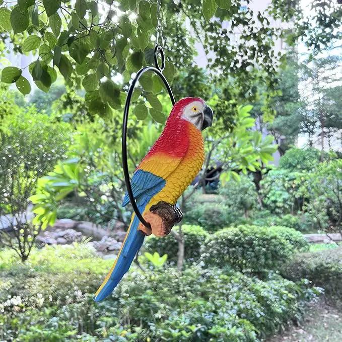 Lifelike Parrot Garden Statues Hanging Decor Ornaments Figurines Sculpture for Patio Lawn Yard, Blue Tail (Blue Tail) by GreenHaven Gardens