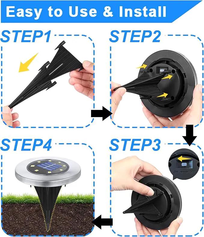 Solar Ground Lights, Waterproof Solar Garden Lights, Upgraded Outdoor Garden Waterproof Bright in-Ground Lights, Landscape Lights for Pathway,Yard,Deck,Lawn,Patio,Walkway (4 Pack Warm Light) by GreenHaven Gardens