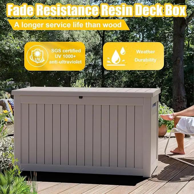 DRATO 230 Gallon Deck Box, Waterproof Resin Large Outdoor Storgae Box for Patio Furniture, Patio Cushions, Gardening Tools, Pool and Sports Supplies, Lockable by GreenHaven Gardens