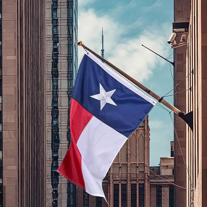 Texas State Flag 3x5 Ft, Deluxe Embroidered Heavy Duty Nylon Durable TX Outside Flags, Indoor/Outdoor, Sewn Stripes and Brass Grommets by GreenHaven Gardens