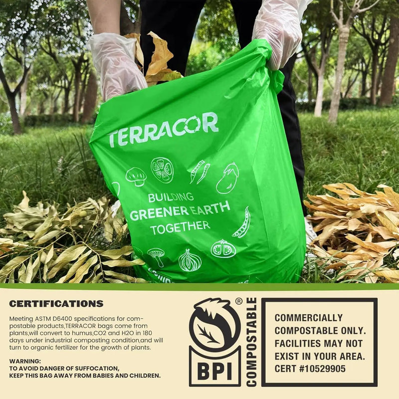 13 Gallon Compostable Trash Bags, 40 Bags Compost Bags for Countertop Bin, Camping Toilet Bags for Portable Toilet, BPI Certified and Meet The ASTM D6400 Standard by GreenHaven Gardens