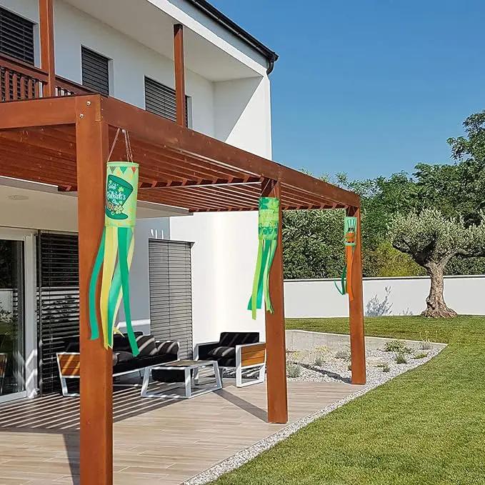 4 Pieces St. Patrick's Day Windsock Shamrock Windsock Flag Irish Green Truck Pattern Design Windsock Outdoor Hanging Decoration for St. Patrick's Day Backyard Garden Balcony Decor, 35 Inch by GreenHaven Gardens