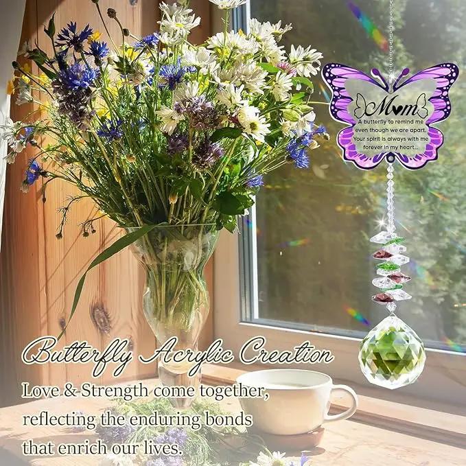 Memorial Gifts for Loss of Mom,Loss of Mother Sympathy Gifts,Sympathy Gift Idea Crystal Ball Suncatcher,Hanging Crystals Ornament for Window,Rainbow Maker by GreenHaven Gardens