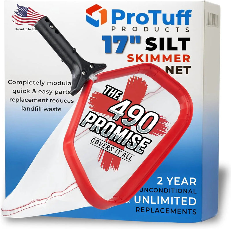 ProTuff 17" Silt Net Pool Skimmer – 2 Year Unconditional Free Replacement – Durable Fine Mesh Net for Silt & Debris – Heavy-Duty Aluminum Frame, Deep Bag for Easy Cleaning by GreenHaven Gardens