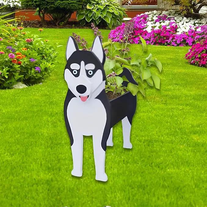 Siberian Husky Dog Planter Plant Pots,Cute Garden Dog Flower Planter,Dog Planters Birthday Gifts for Women,Office,Indoor/Outdoor Decor（9.45 * 5.67 * 13.39in） by GreenHaven Gardens