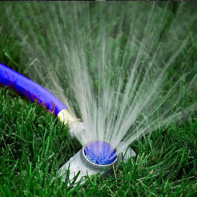 Hourleey 360 Degree Metal Spot Sprinkler, 2 Pack Circle Pattern Sprinkler with Gentle Water Flow for Small Area Yard Lawn Garden Watering, Coverage Up to 30FT (Blue) by GreenHaven Gardens