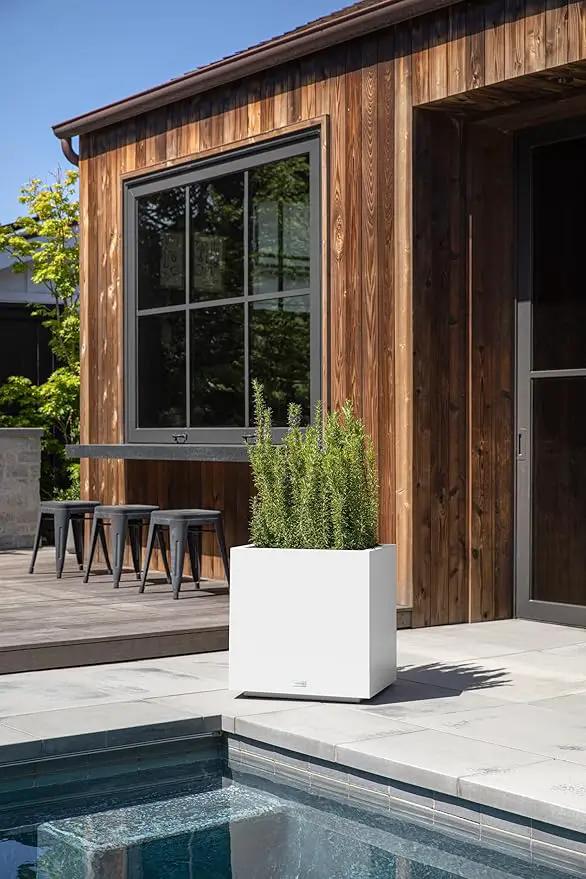 Veradek Block Series Cube Plastic Planter - Large Square Planter for Indoor or Outdoor Patio/Garden | Durable All-Weather Use with Drainage Holes | Modern Décor for Tall Plants, Trees, Flowers by GreenHaven Gardens