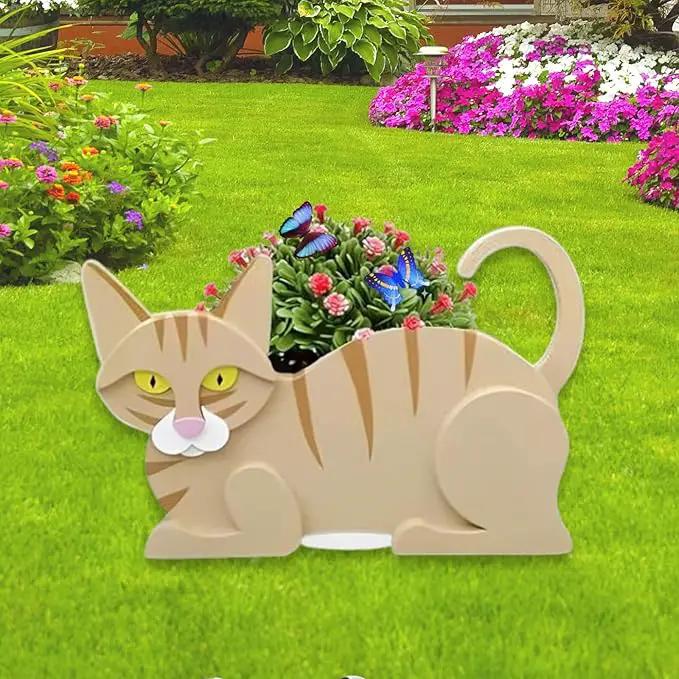 Yellow Cat Planter Plant Pots,Cute Garden Cat Flower Planter,Cat Planters Birthday Gifts for Women,Office,Indoor/Outdoor Decor（12.5 * 5.6 * 7.8in） by GreenHaven Gardens
