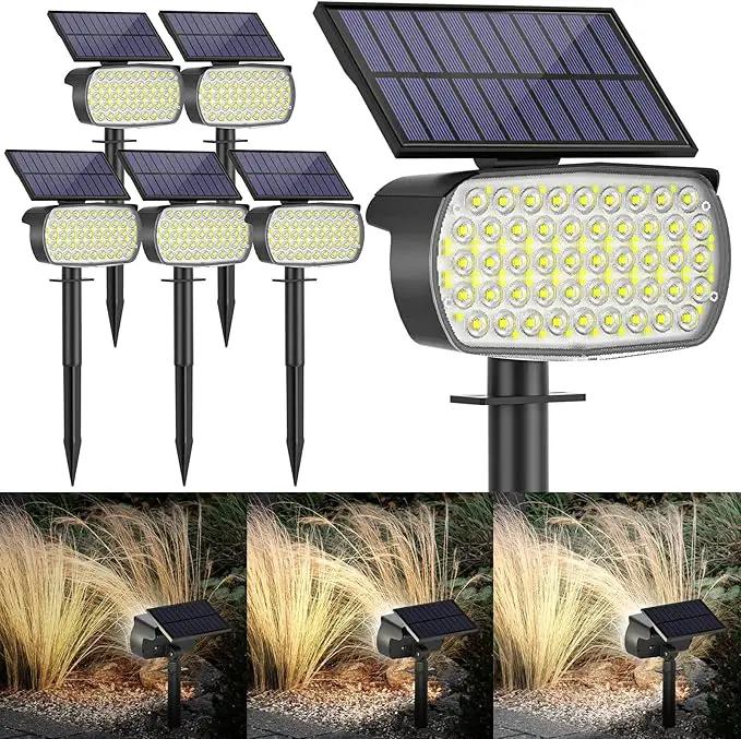 108 LED Solar Spot Lights Outdoor - IP65 Waterproof, 3 Modes Landscape Spotlights with Large Solar Panel - Cool White, 6 Pack by GreenHaven Gardens