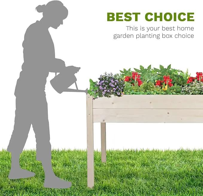 Crownland Outdoor 4 ft Stand-up Raised Garden Bed Wooden Garden Box for Backyard, Vegetables Herbs Flowers Planter, Suitable Elevated by GreenHaven Gardens