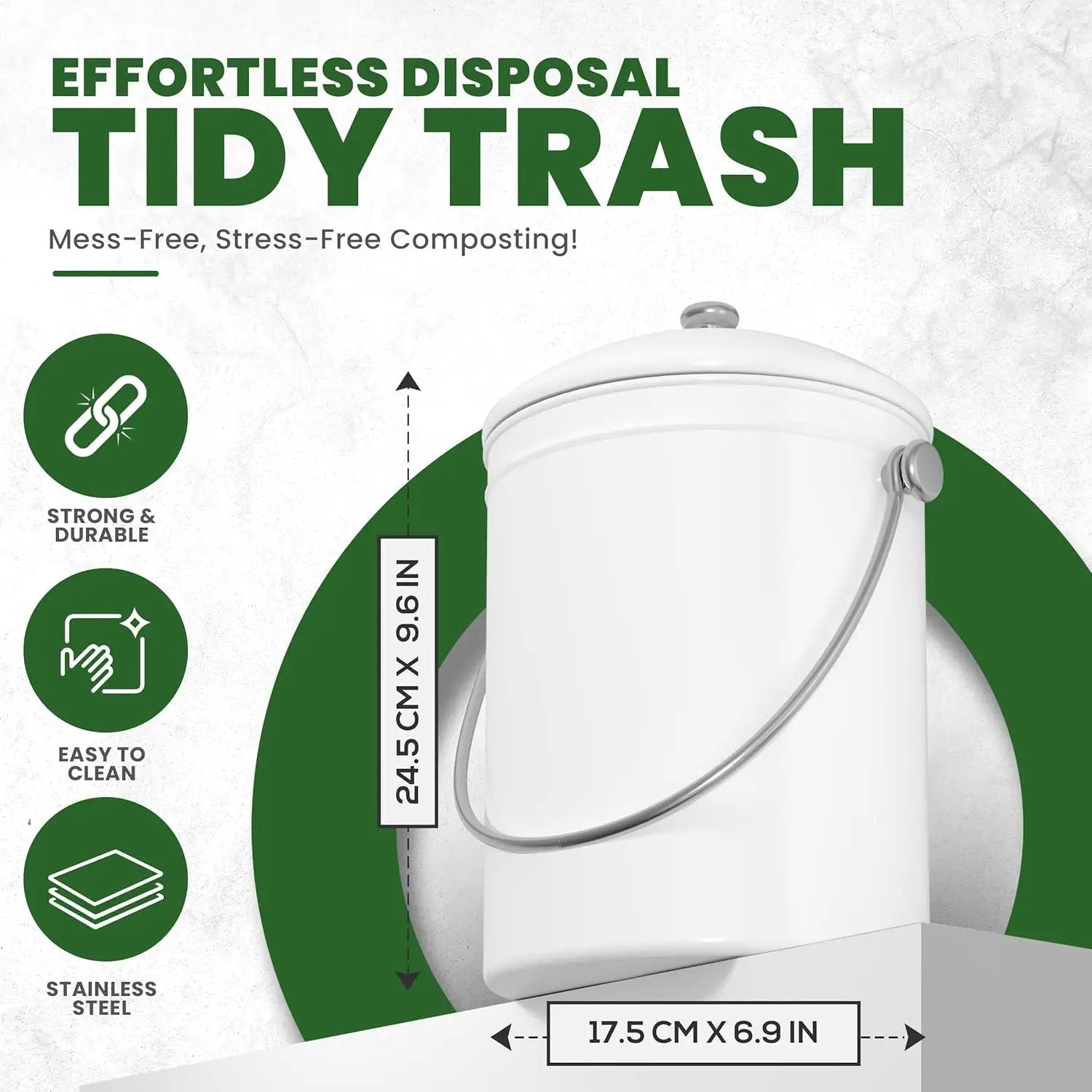Utopia Kitchen Compost Bin for Kitchen Countertop, 1 Gallon Compost Bucket for Kitchen with Lid, Includes 1 Spare Charcoal Filter (White) by GreenHaven Gardens
