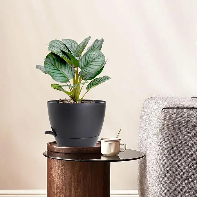 12/10/9 inch Large Self Watering Pots, Planter, Plant Pots with Mesh Drainage Holes for Indoor Outdoor Garden Plants, Plastic Flower Pots with Removable Deep Reservoir, Black by GreenHaven Gardens