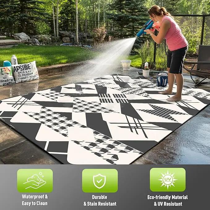 WILDROOTS 5x8 Feet Houndstooth Plastic Outdoor Rug, Stain Resistant Waterproof Reversible Outdoor Patio Rug, Fade Resistant Camping Rug by GreenHaven Gardens