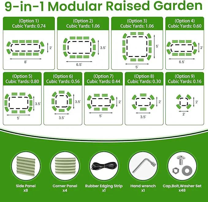 8 X 2 X 1.4 Ft Galvanized Raised Garden Bed,Sturdy and Easy to Assemble Oval Raised Planter Beds Outdoor for Vegetables, Gardening, Flowers, Fruits（Light Green） by GreenHaven Gardens