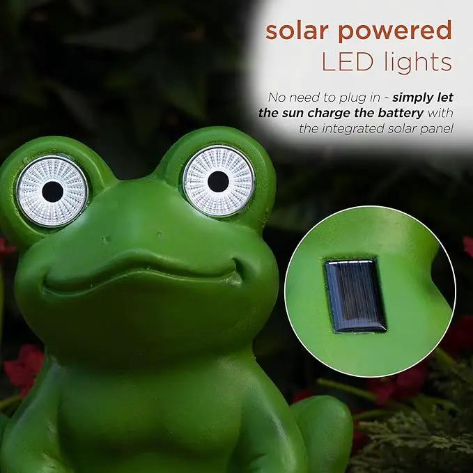 Alpine Corporation ZEN390SLR-L Frog on Mushroom Statue with LED Lights, Solar-Powered LED Frog Garden Statue, 24" H, Green by GreenHaven Gardens