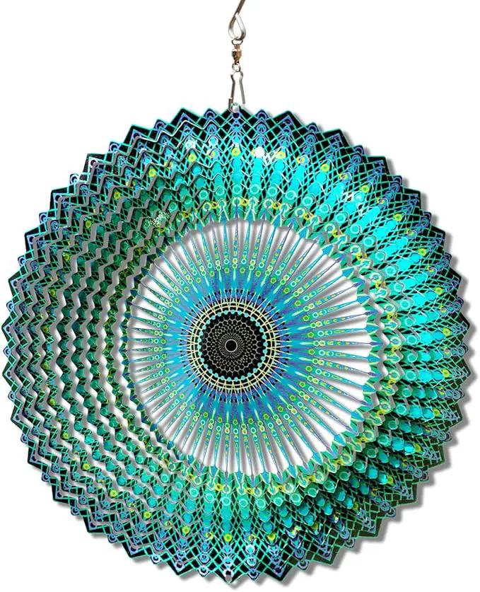 FONMY Wind Spinner Mandala Starry Sky 12 inch 3D Stainless Steel Laser Cut Metal Art Geometric Pattern - Hanging Wind Spinner, Kinetic Yard Art Decorations - Indoor/Outdoor Décor by GreenHaven Gardens