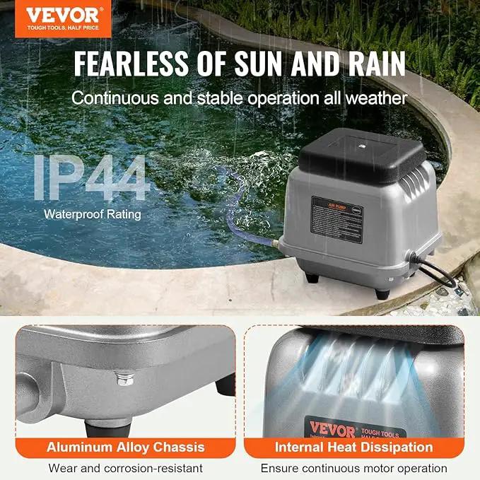 VEVOR Linear Air Pump, 109L/Min Air Flow Septic Aerator Pump, Aeration System for 1/2 Acre 10 FT Deep Ponds, Water Gardens, Waste Treatments, Septic Tanks, Aquariums, Seafood Restaurants, Fish Farms by GreenHaven Gardens