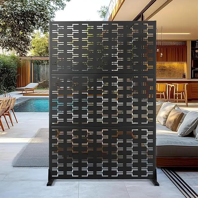 Outdoor Privacy Screen,72" H×47" W Metal Privacy Screen, Freestanding Privacy Fence Panels for Patio by GreenHaven Gardens