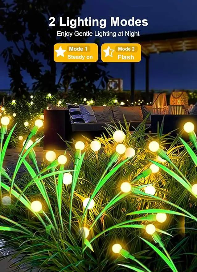 ZGWJ Solar Firefly Lights 2 Pack 20 LED, New Upgraded Solar Swaying Light with Leaves, Waterproof Solar Outdoor Lights for Garden Patio Pathway Outdoor Decor Halloween Christmas Decoration Warm White by GreenHaven Gardens