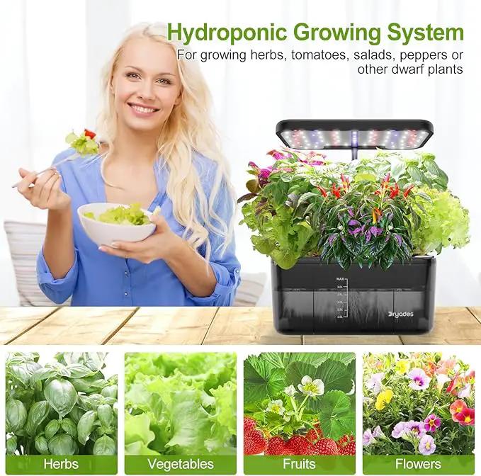 Indoor Herb Garden Kit, Hydroponic Growing System with LED Grow Light Quiet Water Pump for Home Kitchen Office Healthy Fresh Herbs Vegetables, Gift Ideas for Women Men by GreenHaven Gardens