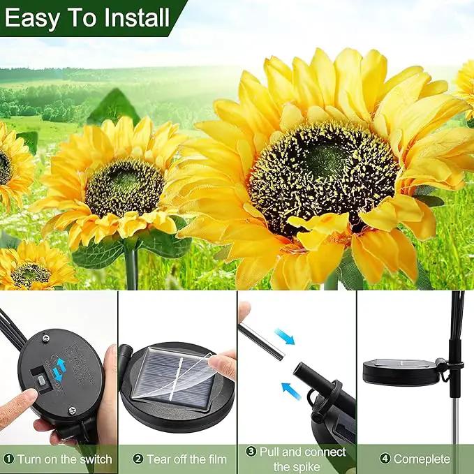 Flumy 2 Pack Solar Firefly Lights + 3 Pack Sunflowers Lights for Yard, Patio, Pathway, Lawn, Walkway, Camping, Pool by GreenHaven Gardens