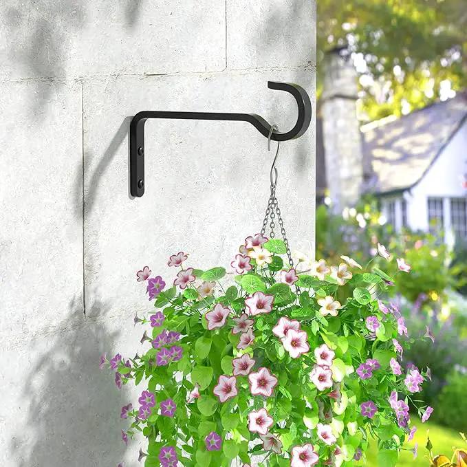 6 Inch 2 Pack Heavy Duty Outdoor Plant Hangers for Hanging Baskets, Iron Hanging Plant Brackets for Hanging Plants Outside, Metal Plant Hooks Plant Wall Hooks for Hanging Lantern, Bird Feeder by GreenHaven Gardens