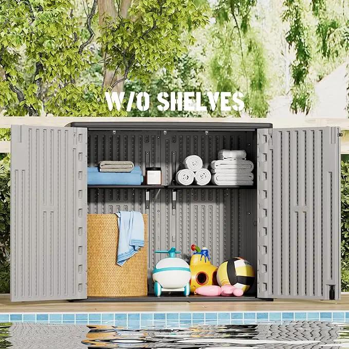 Large Outdoor Storage Box,Resin Sheds&Outdoor Storage Waterproof/Lockable,Outdoor Storage Cabinets for Balcony,Garage,Backyard (37Cu.ft-Pale Grey) by GreenHaven Gardens