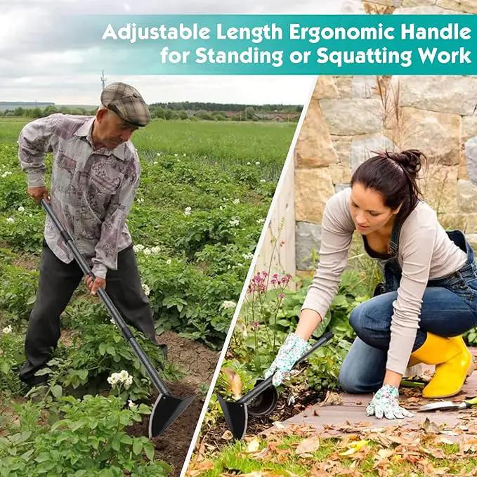 Hoe Garden Tool,Triangle Gardening Hoe with Sharp Blade for Digging,Weeding,Cutting and Loosing Soil,60 Inch Adjustable Length Metal Handle… by GreenHaven Gardens